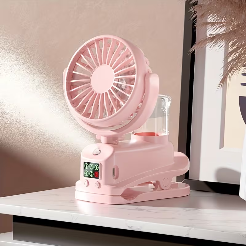 This Is a 2-In-1 Fan And Humidifier, Featuring a Portable Desktop Fan with 4 Adjustable Speeds And 2 Humidity Levels. It Operates Silently at 360 Degrees
