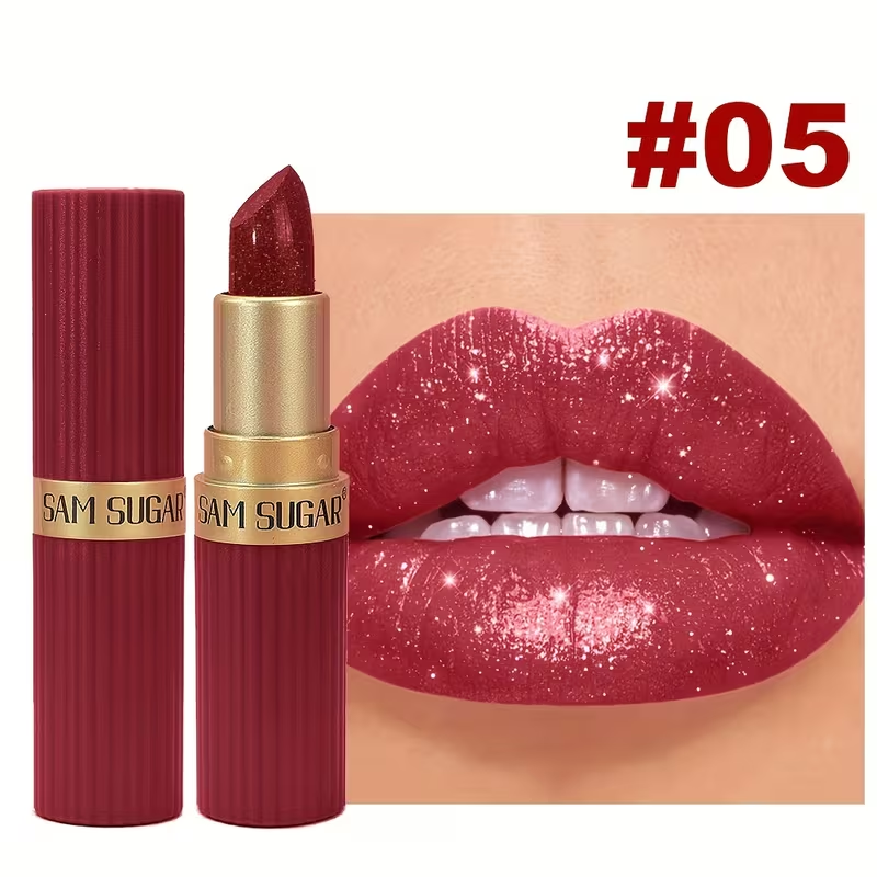 1pc SAM Waterproof Pearlescent Lip Gloss - Long-Lasting Shimmer Lipstick, Non-Sticky Hydrating Formula with Pearlescent, Moisturizing Lip Gloss for All Skin Types (,,, Tints) - Easy Application