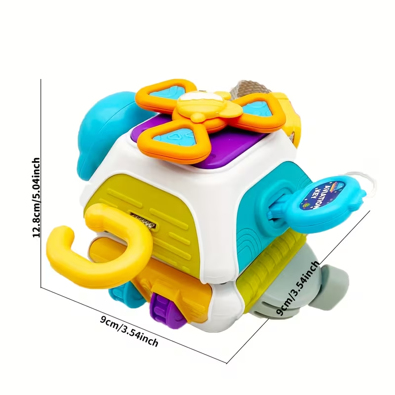 10in 1 Baby Busy Board Cube, Sensory Toy Toddler, Infant Carseat Plane Travel, Kid Education Learning Activity, Easter Basket Stuffers Birthday Gift for Boy Girl, Random accessory colorsChristmas stocking stuffers,Christmas stocking stuffers