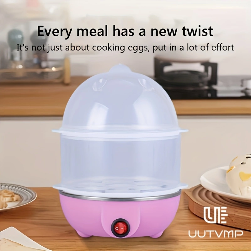 Multifunctional double-layer egg cooker, 14-egg double-layer breakfast maker, multi-stage timer with automatic cooking control, automatic power-off function, 3D circulating heating, food-grade materials.