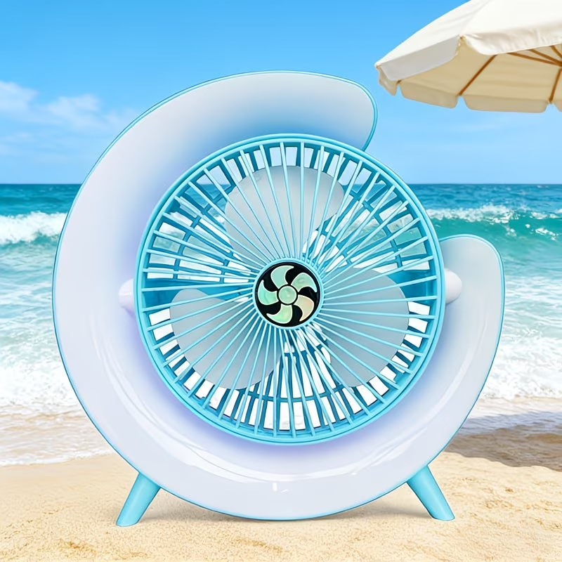 USB Desktop Fan with LED Light, Multifunctional Small Fan, Silent And Portable, 3-Speed Regulation, Rechargeable, Long Battery Life, Home Office Bedside Radiator, Creative Design, Summer Cool Gift