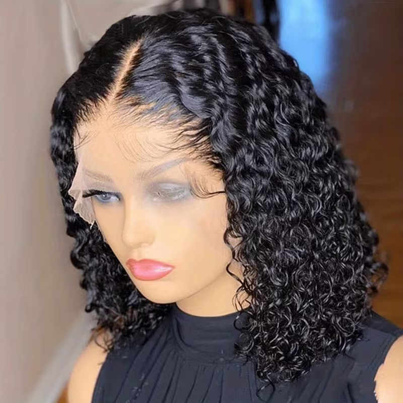 13x4 Lace Front Human Hair Wig | Water Wave Short Bob, Pre Plucked With Baby Hair, 180% Density, Brand: FUNKY GIRL