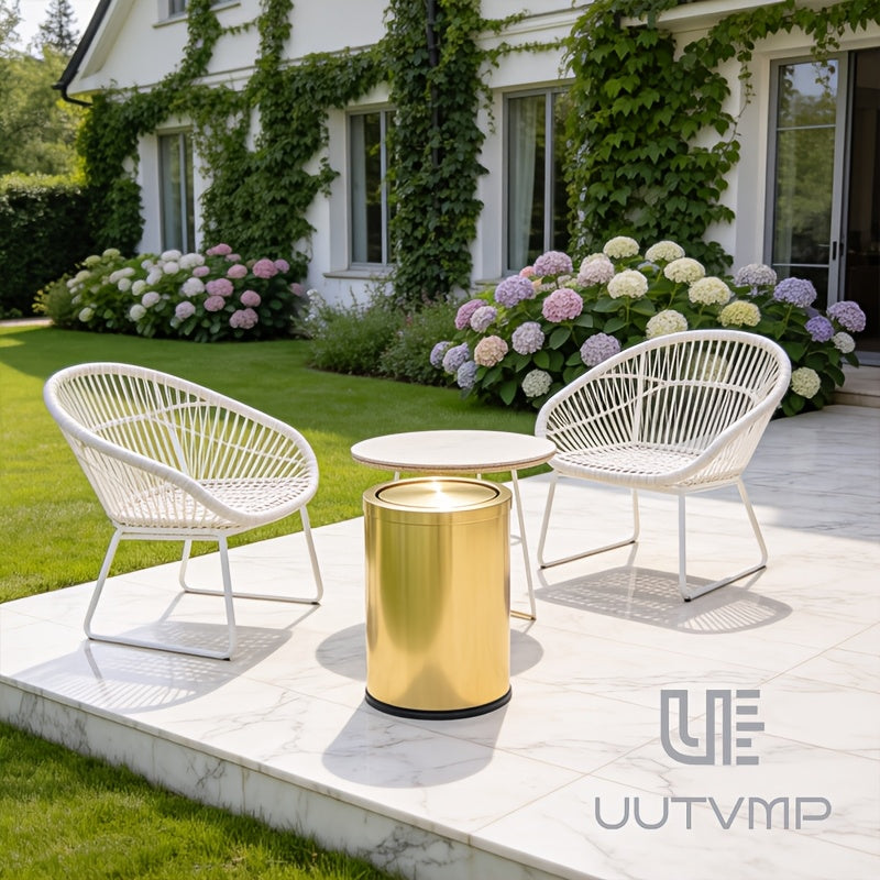 Customized for high-end use 9L gold plated luxury covered garbage bin, silent shaking lid garbage bin, villa luxury bathroom living room anti fingerprint waterproof garbage bin