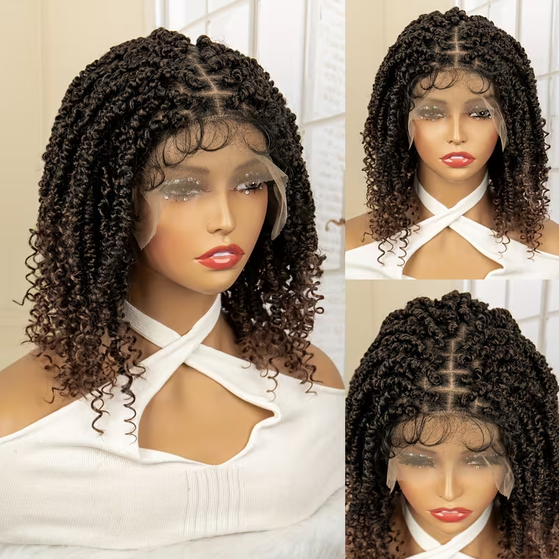 [Medium-Long Size Lace Front] 14-inch Synthetic Lace Wig Cap | 9x6 Braided, Natural Color, High Gram Weight, Weavable & Stylable