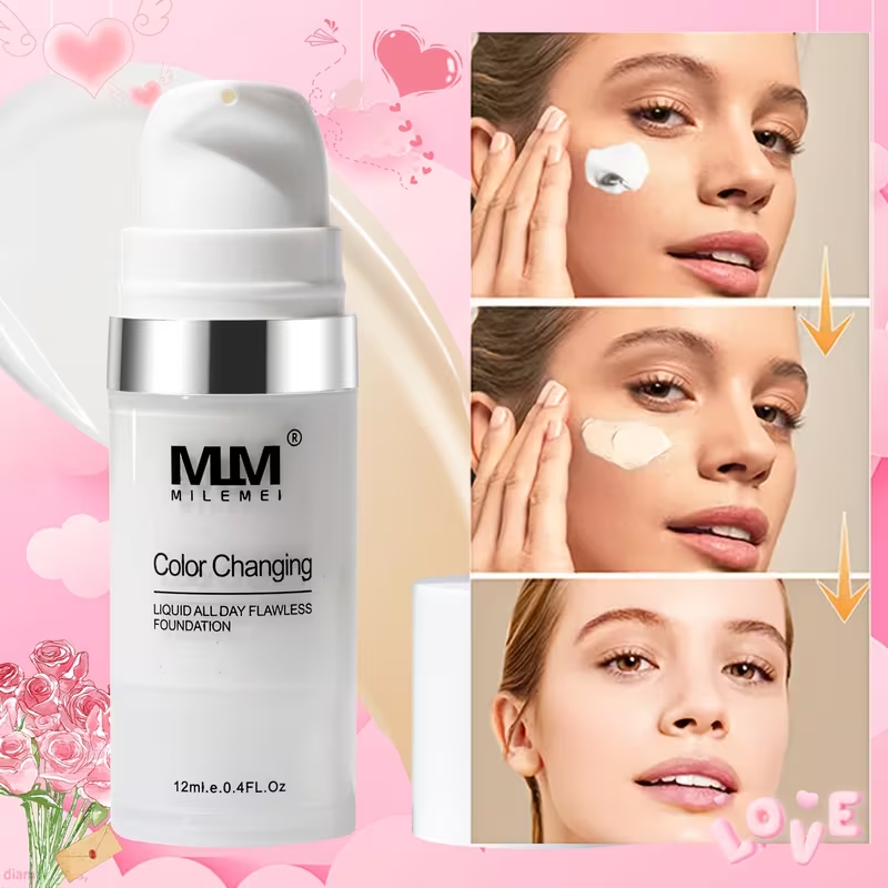 Two-In-One Color-Changing Foundation, Long-Lasting Waterproof, Medium to Full Coverage Matte End Base Makeup. All Light Beige Types, Smooth Texture, Easy Application. Perfect Summer Mother'S Day Gift for Girlfriend, Mother, Or Friend