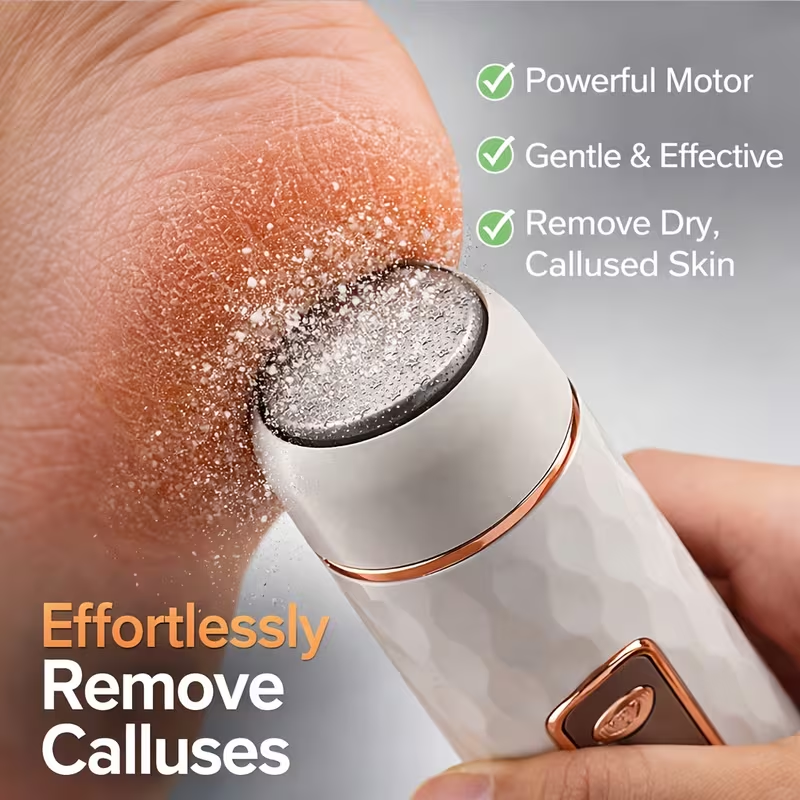 Electric Foot File, Automatic Callus Remover, Portable Electric Pedicure Device with One-Button Control for Hard and Cracked Skin, Rechargeable and Replaceable Heads, Pedicure Kit for Men and Women with Cracked Heels and Dead Skin, Christmas Gift