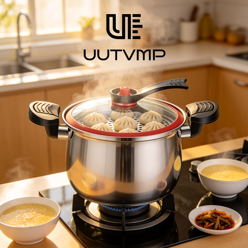 Multifunctional large-capacity stew pot, stainless steel braising pot, stock pot, explosion-proof large-bellied pot
