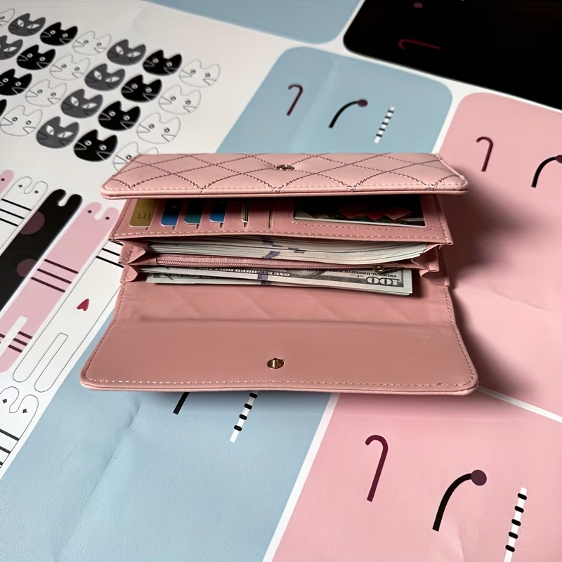 New Fashion Metal Crown Women's Wallet Tri-fold Wallet Long Large-capacity Mini Wallet Zipper Synthetic Leather Wallet