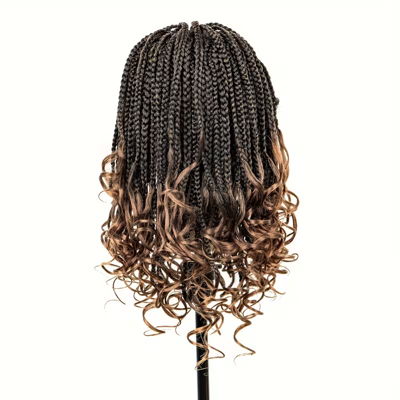 [Medium-Long Size Lace Front] 14-inch Synthetic Lace Wig Cap | 9x6 Braided, Natural Color, High Gram Weight, Weavable & Stylable
