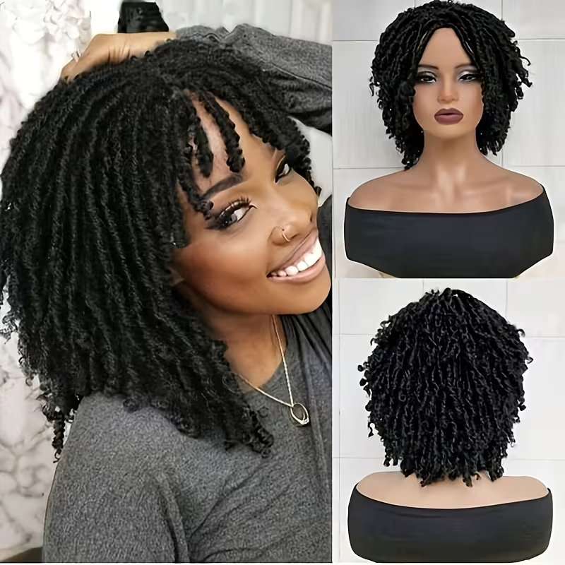 10" African Twist Braid Wig | Low Maintenance, Realistic Texture, Y2K & Cool Girl Style, Natural Black, Essential for Daily & Event Looks