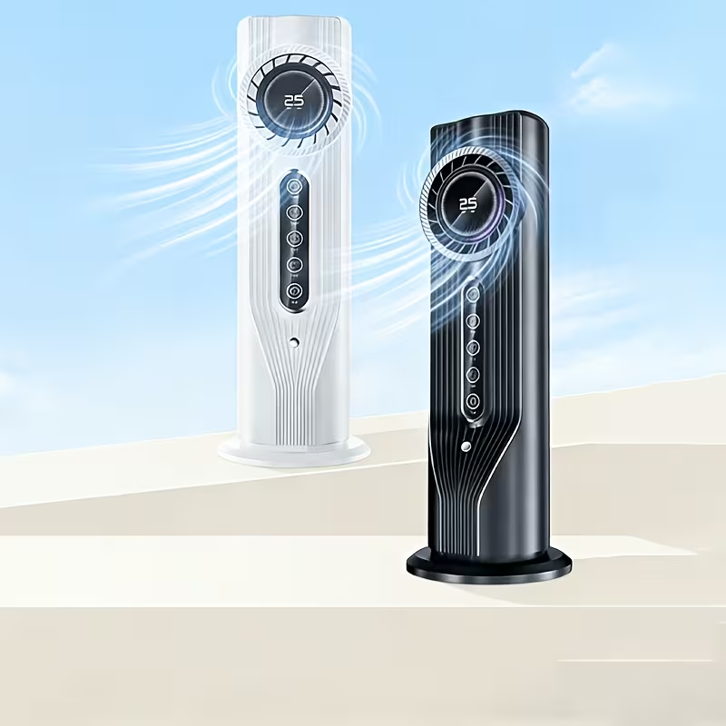 USB Plug-in Tower Fan, Multi-functional Cool Mist Fan, Portable Cooler - Dual Motor 5-Speed Fan, Portable and Lightweight Design, Suitable for Office, Travel, Camping, RV, Modern and Stylish, Humidifying Function