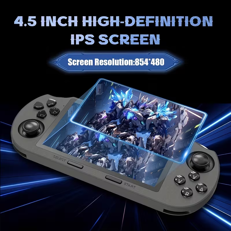 Portable Retro Gaming - and Multimedia Entertainment Device - 4.5-inch IPS HD Screen | Crystal Buttons with Built-in Stand - Supports Video Playback, OTG, Emergency Phone Charging, USB Charging