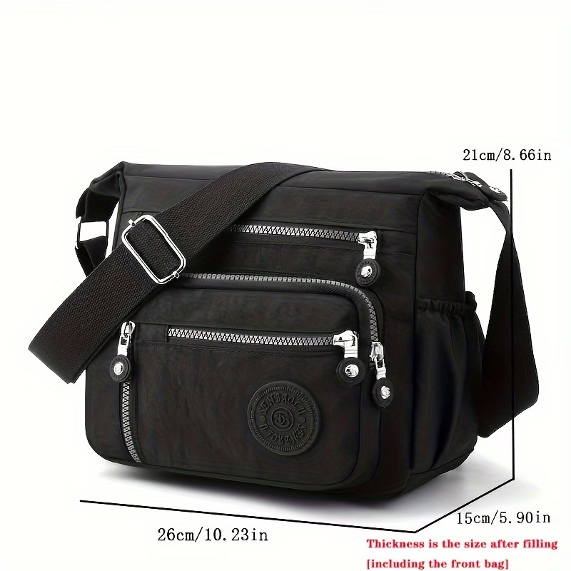 Women's Large Capacity High Quality Nylon Crossbody Bag with Adjustable Strap & Multi-Pocket - Casual Travel Handbag Suitable for Travel,, - Zipper Closure, (Available in Multiple Colors)