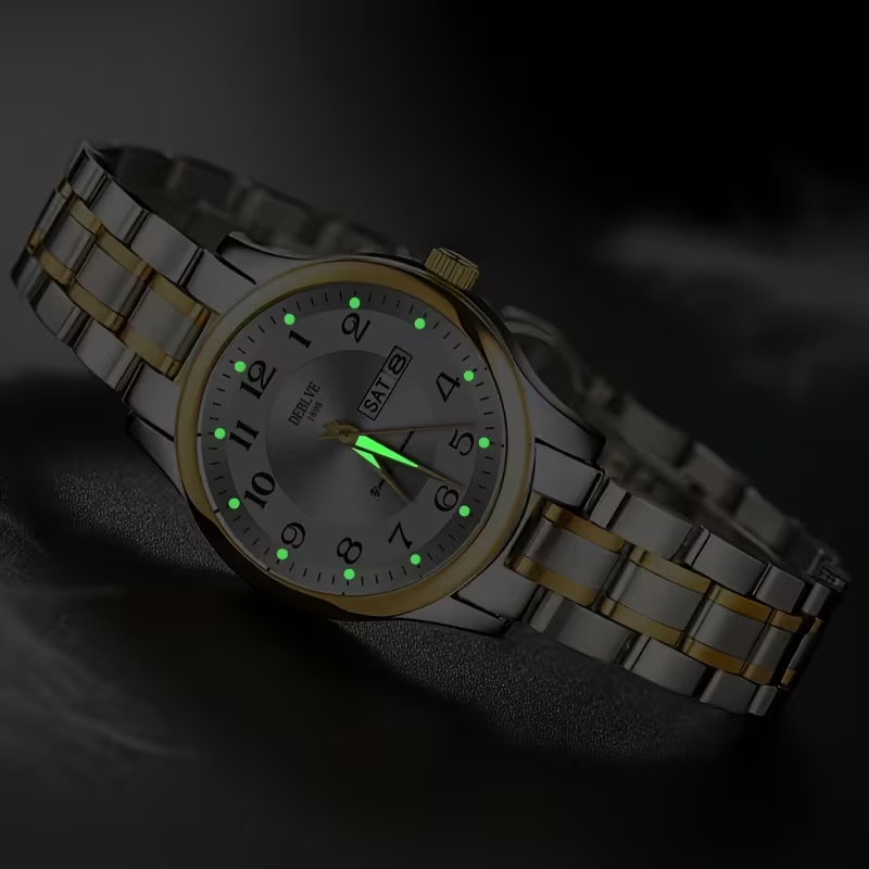 DEBLVE Women'S Ultra-Thin Stainless Steel Quartz Watch - Stylish, Lightweight, IPX7 with Calendar, Luminous Day Display, and Stainless Steel Band - Perfect for Casual Wear, DEBLVE
