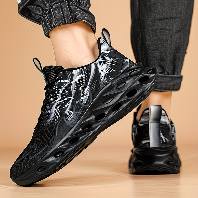 Men's All-Season Flat Shoes, Flame Fashion Style, Lightweight, Breathable, Non-Slip Dad Shoes, Loafers