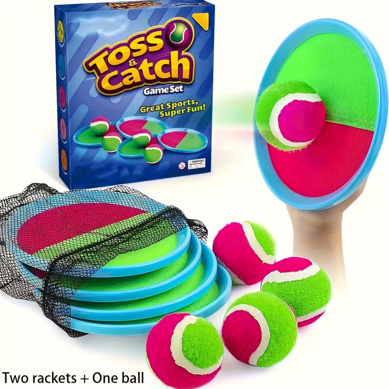 Shun Fei Kids Outdoor Sports Ball Toy - Toss & Catch Game with 2 Rackets & & Pink High-Index Plastic, Durable Backyard Beach Toy for Family Fun, Easter Gift for Kids & Adults, Outdoor Play, Playful Design, Sturdy Construction