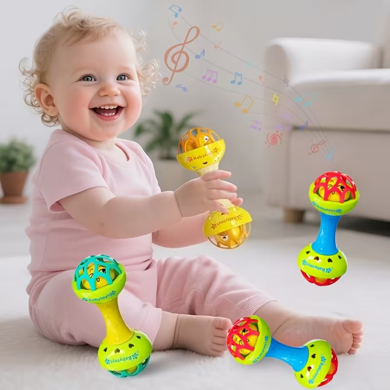 Baby-Grade Vibrating Hand Bell Toy | Sensory & Hearing Development, Grip Training, Soothing Tactile Stimulation, Colorful ABS Resin, Ideal Birthday Gift for Infants & Toddlers Dutora(Random Color)