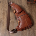 Vintage Genuine Leather Sling Bag Bags for Men Women Backpack Shoulder Messenger Crossbody Outdoor Travel Hiking Camping Tactical Chest Pack Daypack