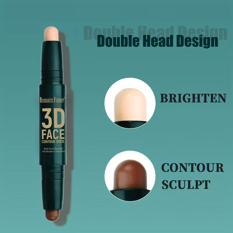 [Contour Stick] Waterproof Long Lasting Double Head Contour Stick | Highlights&Contour&Concealer 3D Face Makeup with Plant Squalane