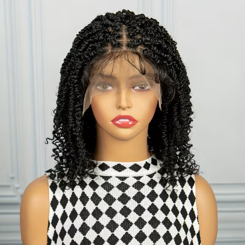 [Curly Braids Wig] Heat Resistant Curly Braids Wig - Beginners Friendly Synthetic Lace Wig For Women
