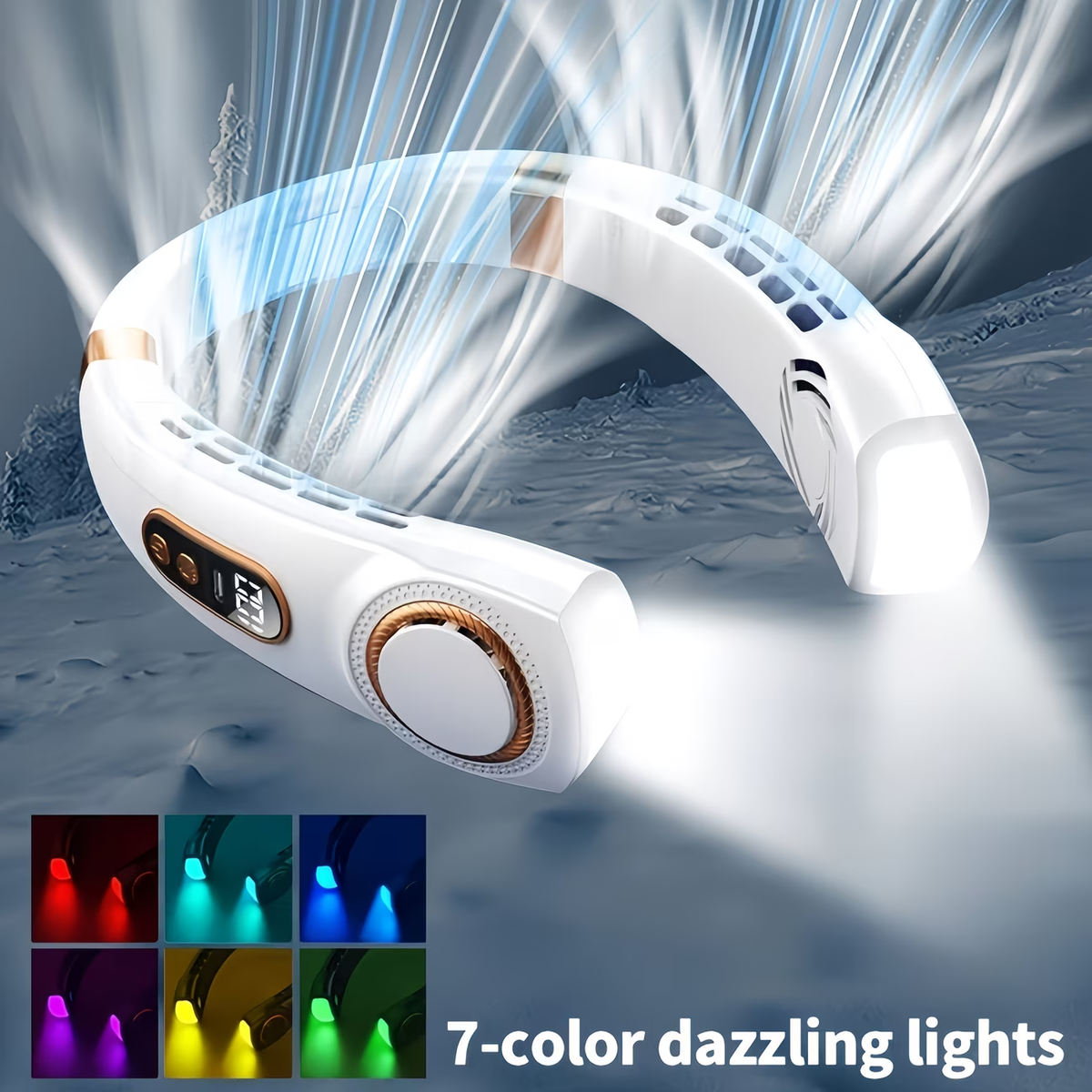 1pc Portable Wearable Neck Fan - Personal Fans for Outdoor And Indoor Use, Hands-Free, Leafless, Rechargeable, Headphone Design, USB Charging Device with Long-Lasting Battery Life And Adjustable Speed