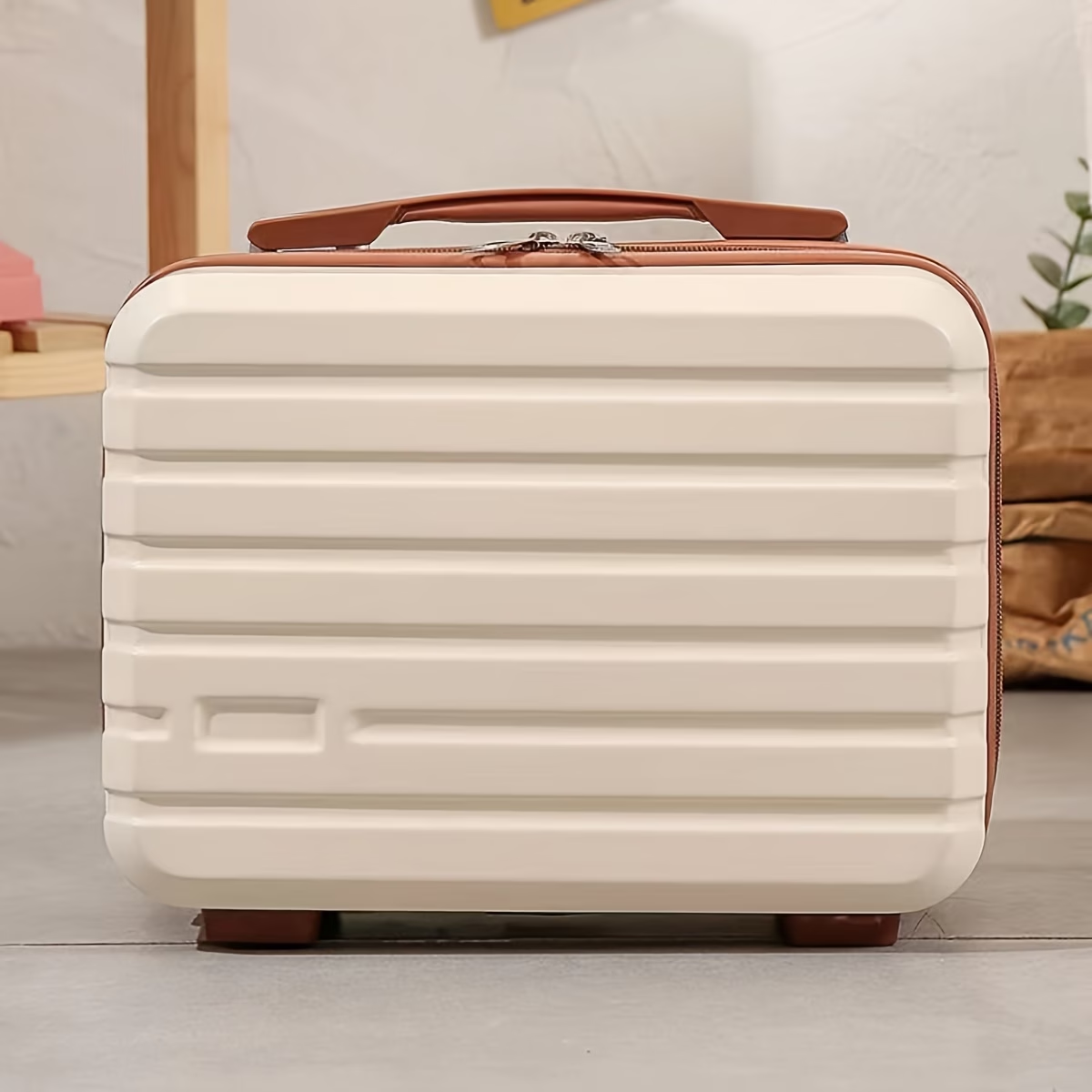 Chic 14-Inch Mini Suitcase Cosmetic Bag - Lightweight, with Zip Closure & Fixed Shoulder Strap - Perfect for Travel, Students, and Gifts
