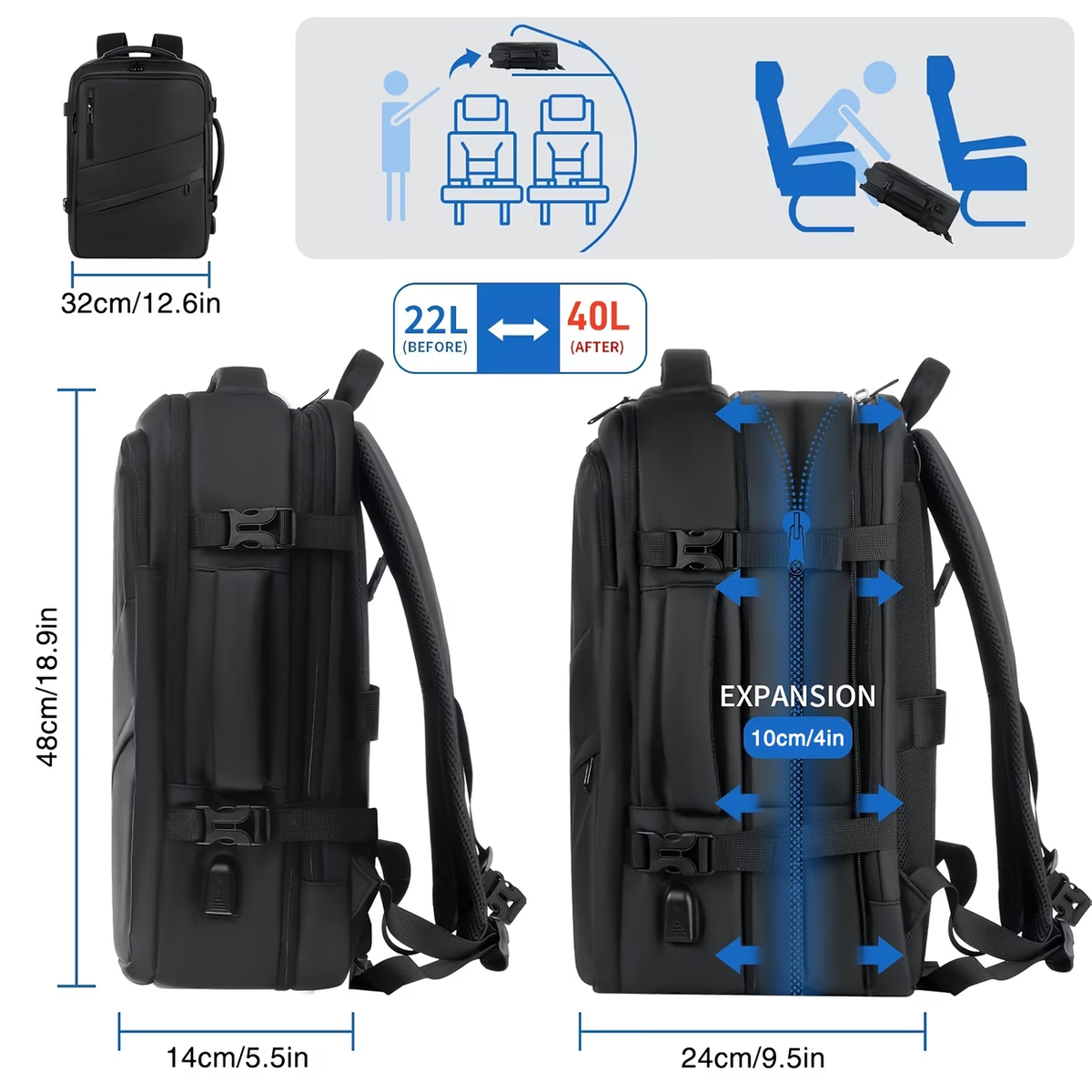 1pc Expandable Travel Backpack, Business Laptop Backpack, Fits 15.6-Inch Laptop, Christmas, Valentine's Day and Thanksgiving Gifts for Men and Women
