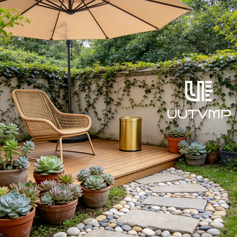 Customized for high-end use 9L gold plated luxury covered garbage bin, silent shaking lid garbage bin, villa luxury bathroom living room anti fingerprint waterproof garbage bin
