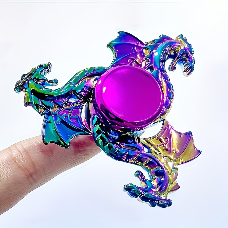 4pc Toy for Adults - Colorful Sky Dragon - Metal Fidget Spinner, Durable & Quiet Focus Gadget