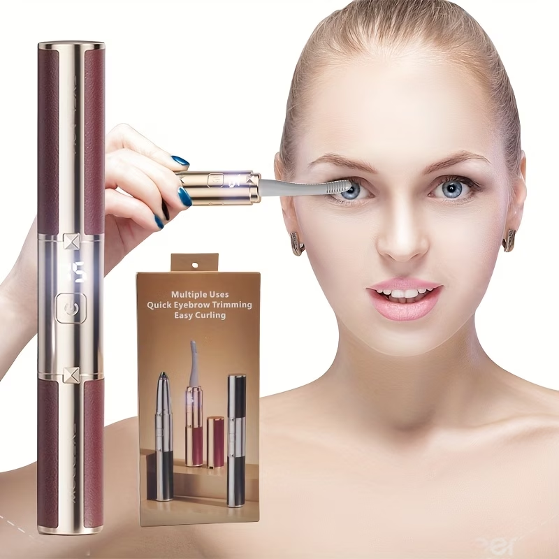 A 2-In-1 Women'S Electric Shaver, Heated Eyelash Brush, USB Charging, with 3-Level Temperature Display, LED Digital Screen Display, Special for Eyebrow Trimming And Eyelash Curling, Mini Portable, Ideal Gift for Women