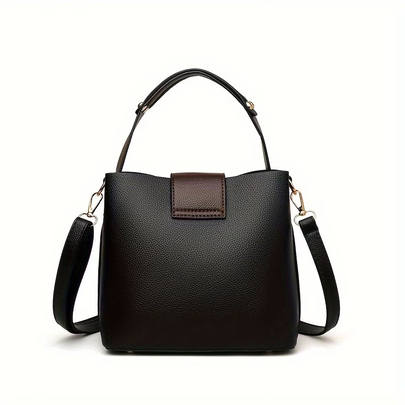 Elegant Solid Bucket Bag with Adjustable Shoulder Strap - Ladies' Multi-Functional Body And Handbag, Lightweight with Zipper Closure