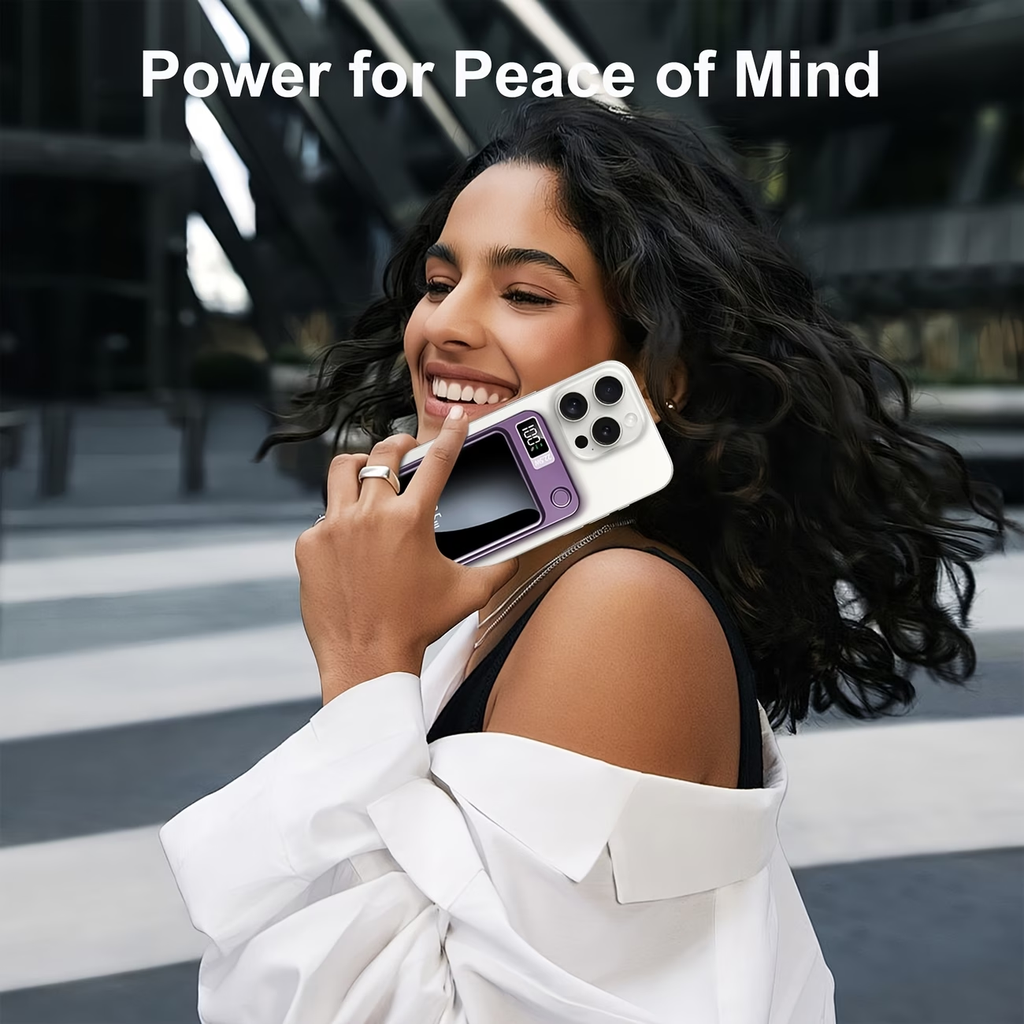 Sunthon Magnetic Wireless Charging Power Bank, 10000/5000mAh Portable Wireless Charger, 22.5W/PD20W Fast Charging Battery Pack, with LED Power Display, 2 Outputs And Dual Input External Battery Pack for iPhone 17/16/15/14/13/12 And Android Universal
