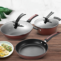 3-piece cookware set: wok, frying pan, and saucepan