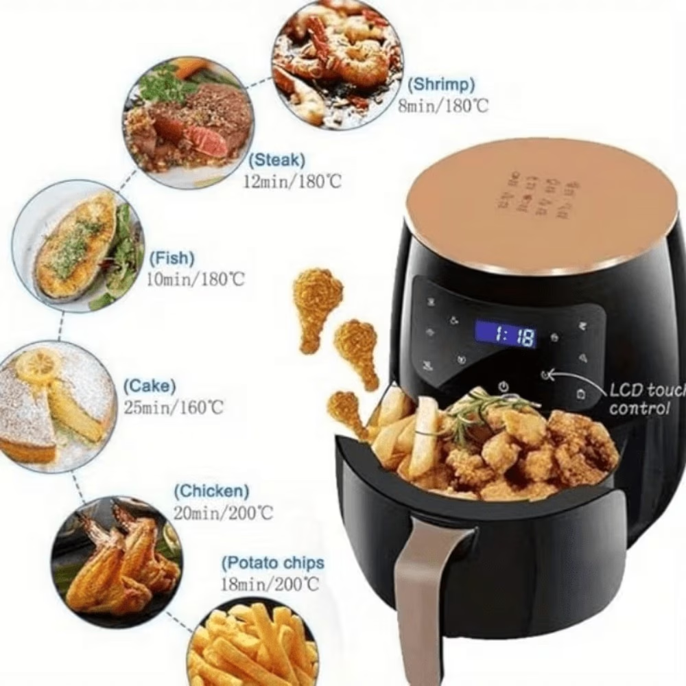 6Liters Air Fryer Large Capacity Touch Chips Machine Fried Chicken Deep Frying Pan Household
