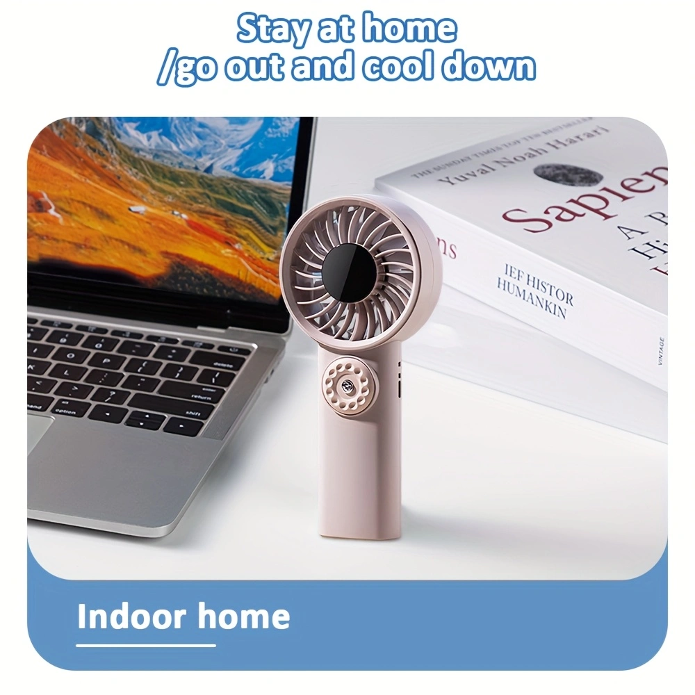 Handheld fan, foldable LED digital display