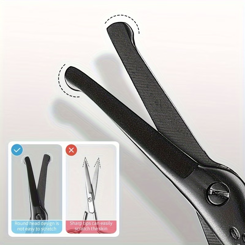 Safety Round Head Stainless Steel Nose Hair Scissors, Bionic Crane Type Beauty Scissors for Eyebrows, Nose Hair, Beard, Ear Hair, Stainless Steel Eyebrow Scissors, Men and Women Professional Trimming Facial Hair Beauty Makeup Scissors