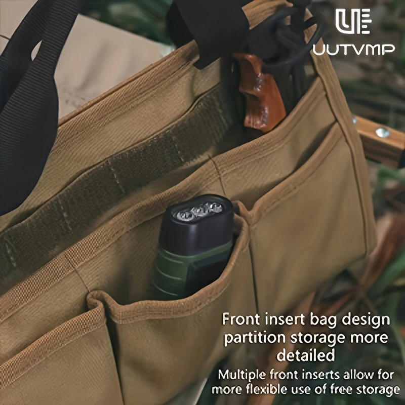 Tool Organizer Bag – Suitable for Outdoor, Camping, and Hiking Gear; Features Wall-Mountable, Handheld, and Crossbody Carrying Options.
