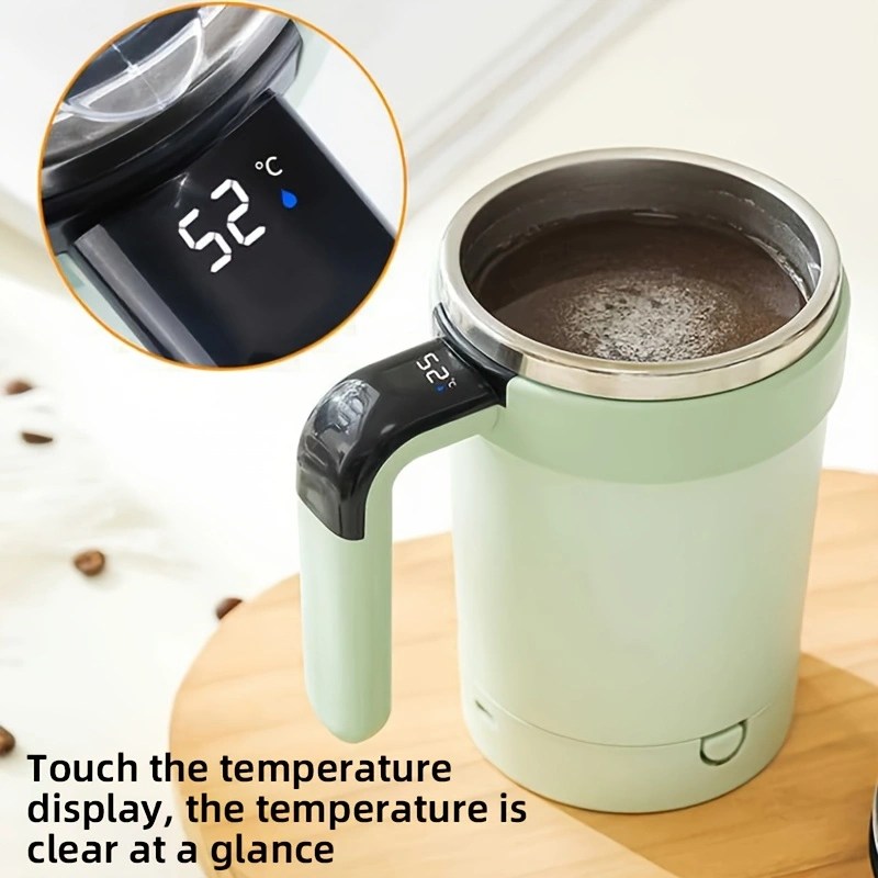 New fully automatic blender cup with temperature display, stainless steel straw, capable of blending shakes, coffee, and milk powder, detachable base, Type-C charging port, and a battery life of 60 minutes