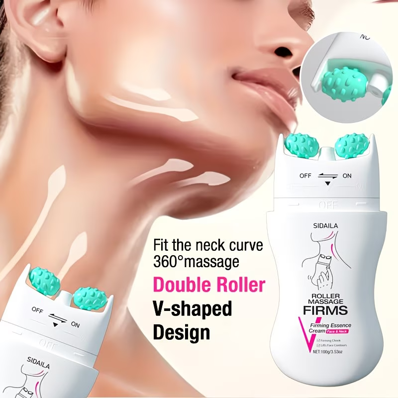 Instant Lifting & Firming Neck Wrinkle Cream with V-Shaped Roller, Neck & Face Cream, Skincare, Lifting, Firming, Smoothing, Minimizes Wrinkles/Fine Lines, 2-in-1: Hydrating & Firming, Hydrolyzed Collagen, Retinol, Niacinamide, Shea Butter
