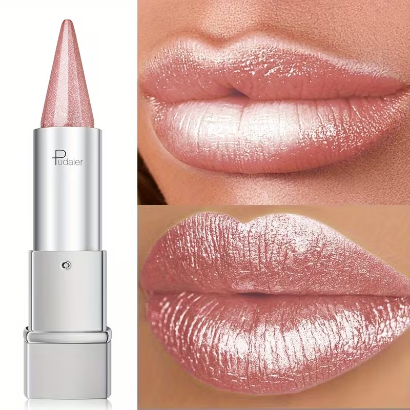 Pudaier Pearlescent, Sparkle, Lipstick for Women, Lightness, Waterproof Long-Lasting Lipstick, 24-Hour Wear, Colorfast, Spring And Summer Elegant Fashion Cosmetics, Portable Travel Makeup