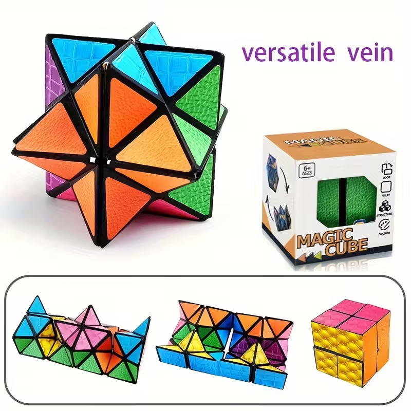 2pcs Infinity Magic Cube - 3D Hexagon Puzzle for Youngsters, Space Geometry Flip Toy, Brain Boost & Relax, Mixed Colors, ABS Material
