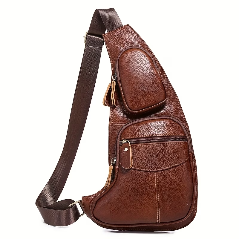 Vintage Genuine Leather Sling Bag Bags for Men Women Backpack Shoulder Messenger Crossbody Outdoor Travel Hiking Camping Tactical Chest Pack Daypack