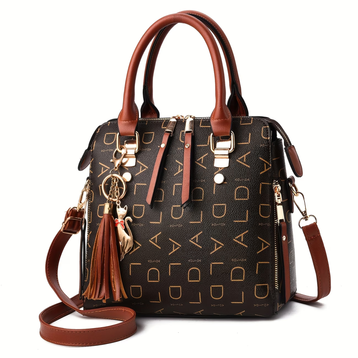 1pc Ladies Fashion Crossbody Bag, Zipper Closure Shoulder Handbag, Polyester Lining, Colorful Monogram Print On The Edge, Casual Ladies Purse, Wallet Crossbody Bag