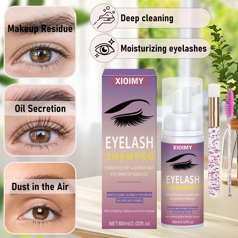 2.03oz eyelash cleaning mousse; Easy makeup removal, mild cleaning, no irritation, dedicated eye cleaning mousse, fast eyelash cleaning mousse, eyelash cleaning mousse, makeup remover, cleaning mousse, eyelash care foam