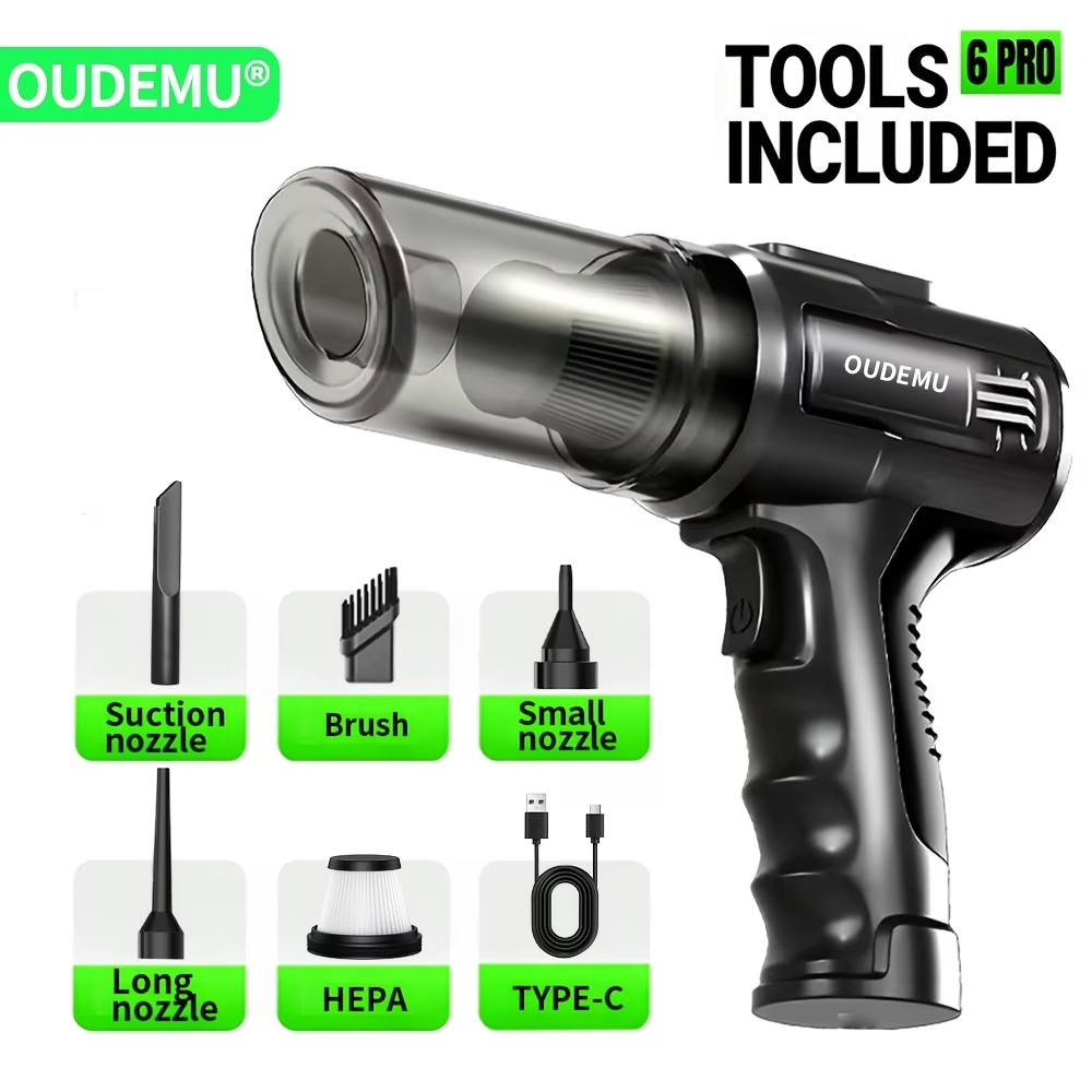 Cordless Handheld Vacuum, Featuring 5Kpa Powerful Suction And a Blowing Function, Compact Mini Vacuum Cleaner with Low Profile And Various Attachments, Ideal for Home, Car, Office, And Outdoor Camping
