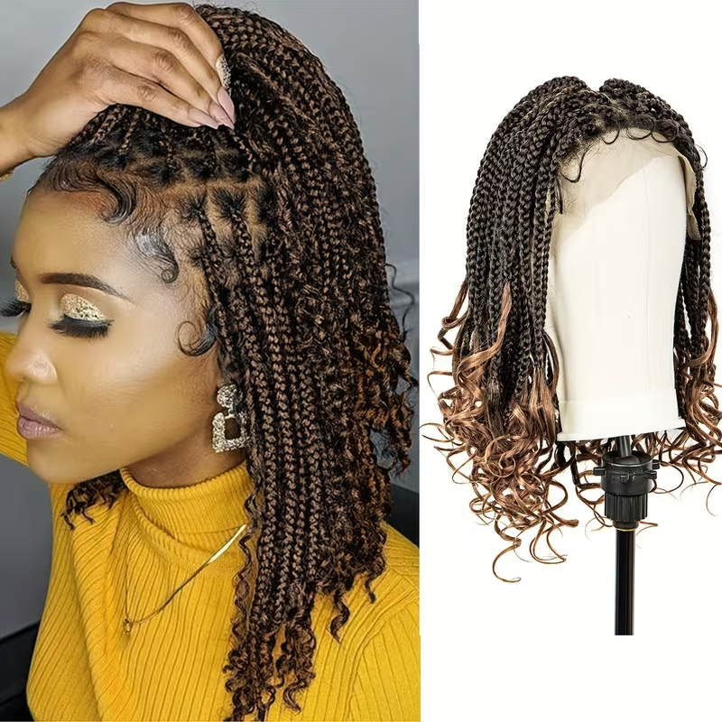 [Medium-Long Size Lace Front] 14-inch Synthetic Lace Wig Cap | 9x6 Braided, Natural Color, High Gram Weight, Weavable & Stylable