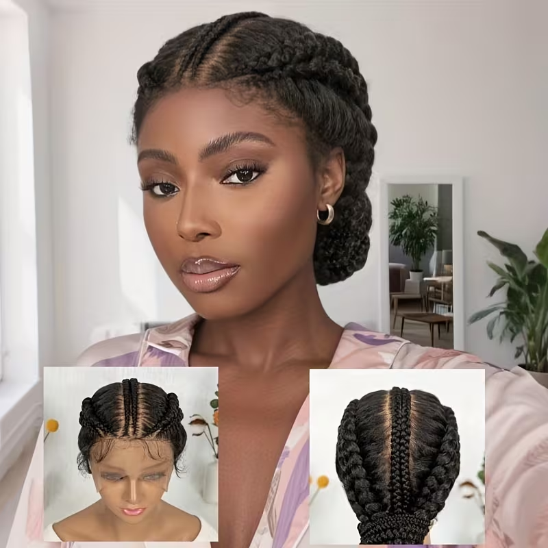 Full Lace Double Triple Braid With Parallel Top | Suitable For Women'S Vacation, Travel, Fashion, Trendy Short Style, Comfortable And Breathable Dressing, Made Of High Temperature Fiber
