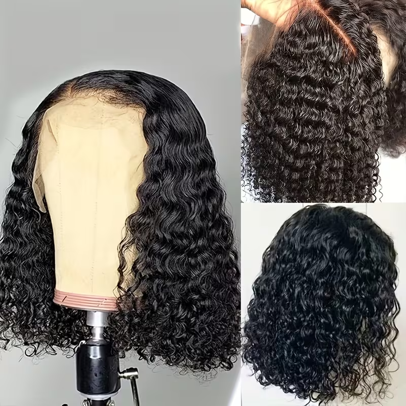 13x4 Lace Front Human Hair Wig | Water Wave Short Bob, Pre Plucked With Baby Hair, 180% Density, Brand: FUNKY GIRL