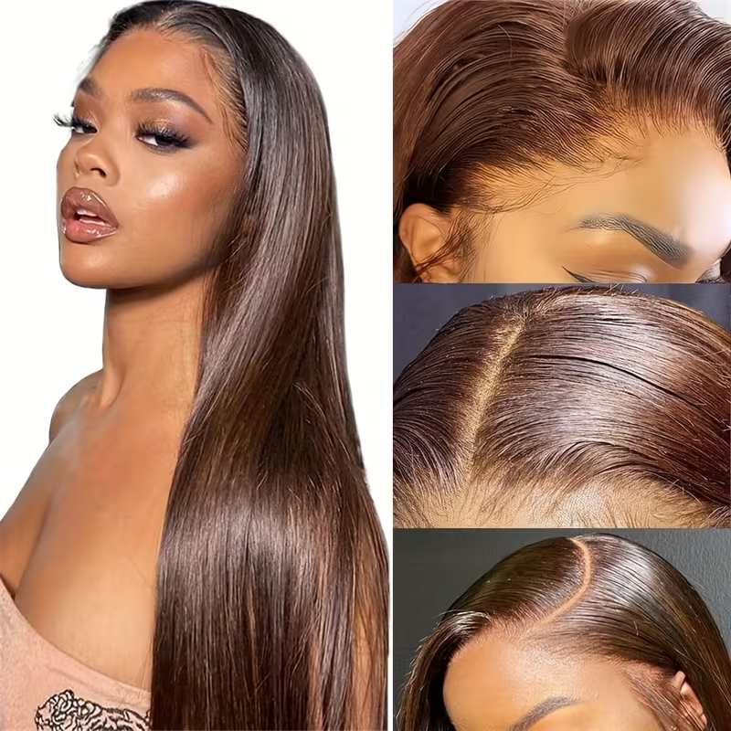 13*4 Lace Front Wig 180 Density High-Definition Lace Synthetic Fiber Wig for Women, Long Straight Hair, Heat-Resistant Fiber, Glue-Free Lace Frontal Wig with Pre-Plucked Hairline