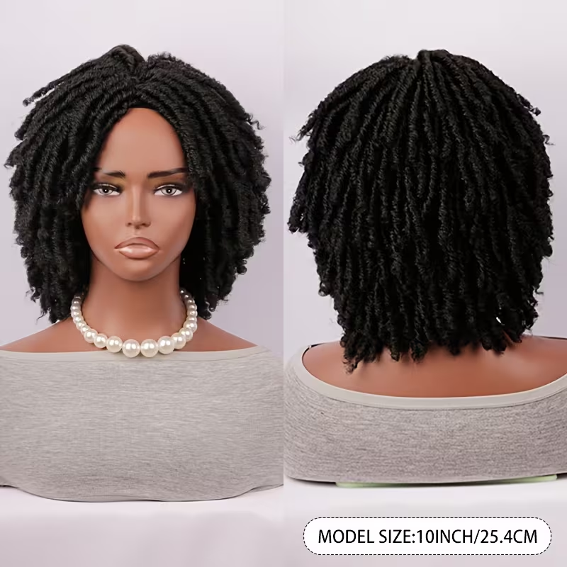 10" African Twist Braid Wig | Low Maintenance, Realistic Texture, Y2K & Cool Girl Style, Natural Black, Essential for Daily & Event Looks
